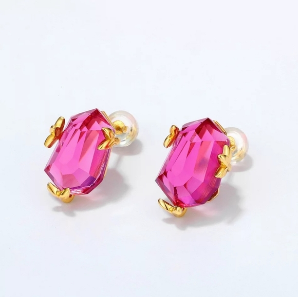 Pink Topaz Stud Earrings - Picture 6 of 7